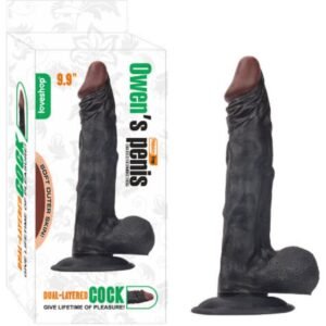 Owen 25 cm Siyah Realistik Dildo – Vantuzlu Büyük Boy Siyah Dildo